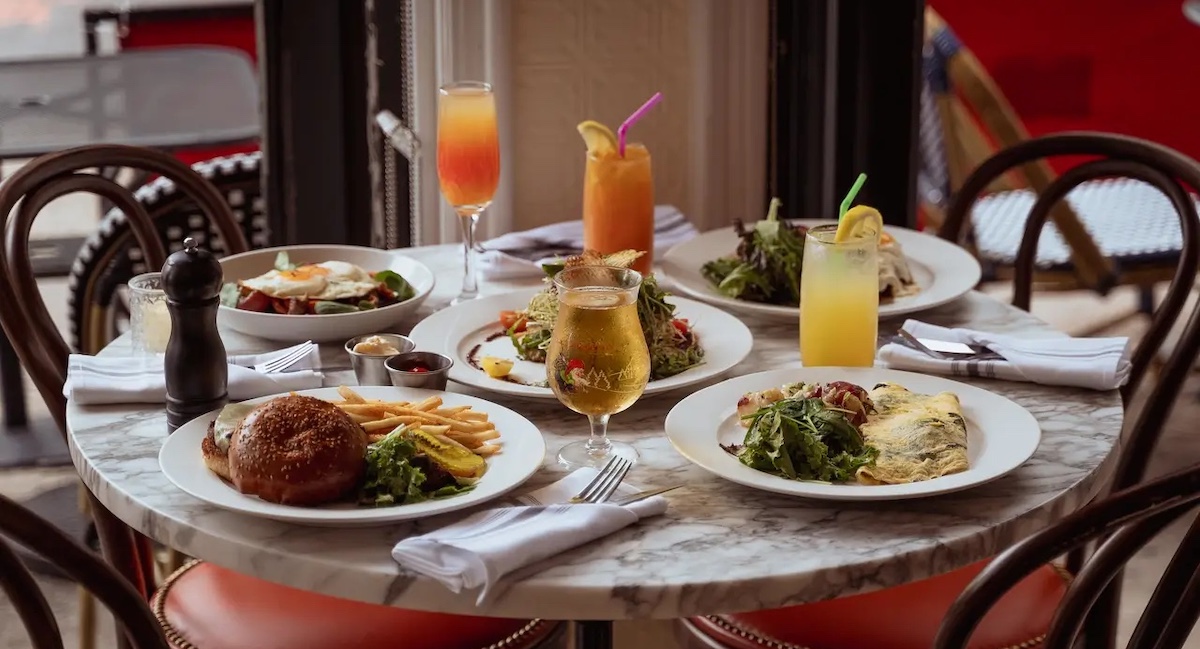 Table set for brunch at Brasserie Le Mistral