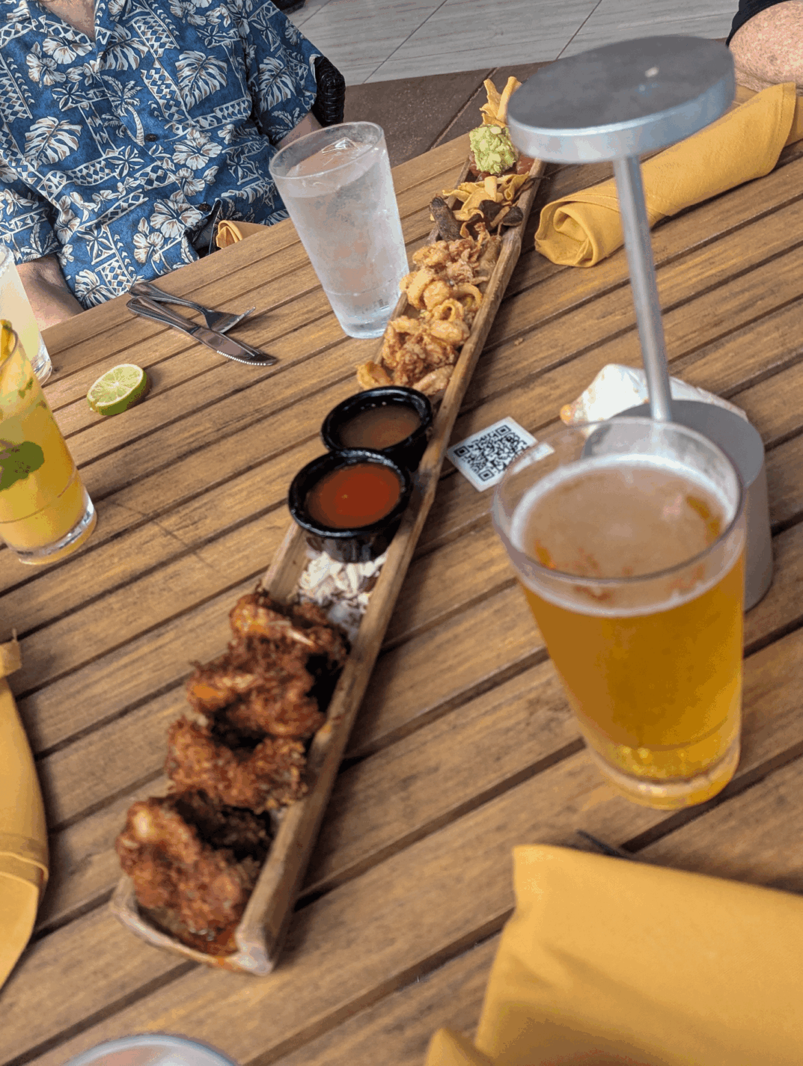 Appetizers on a piece of Bamboo