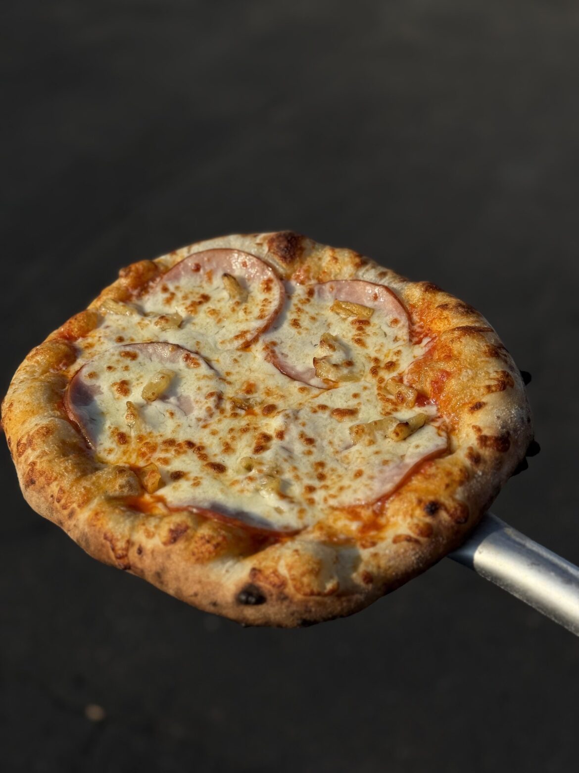 Sourdough wood fired Hawaiian pizza