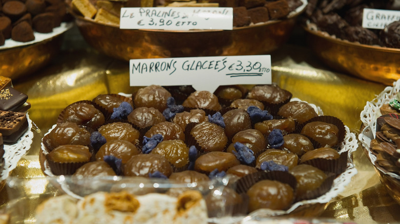 Marrons glace in shop
