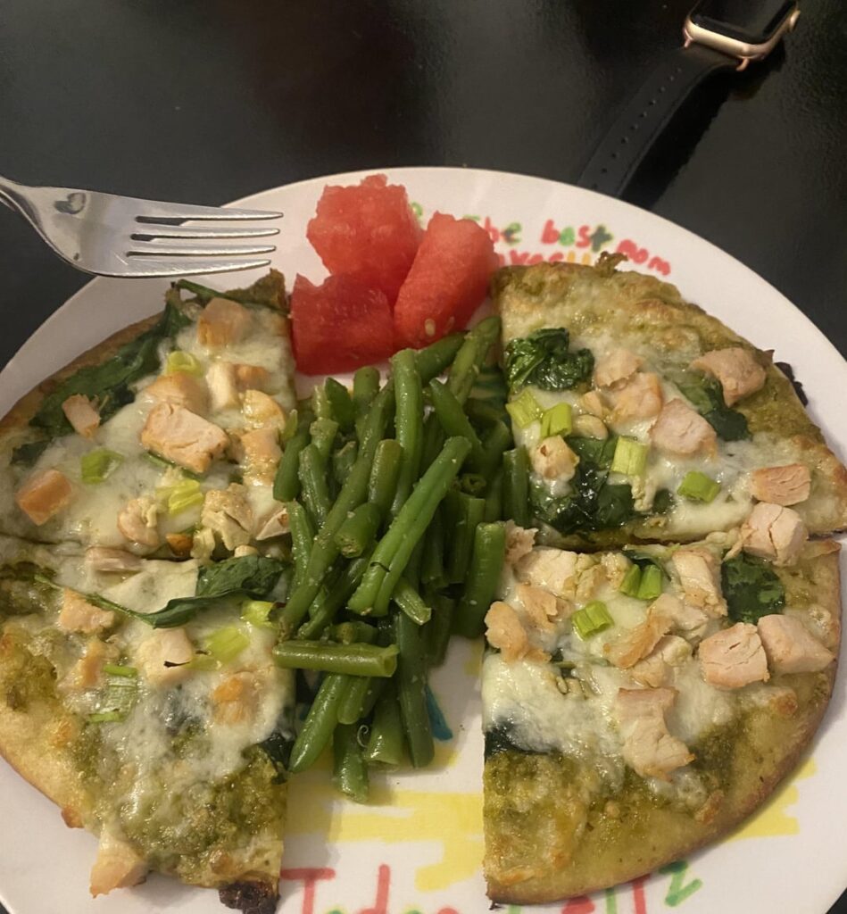 Hi all!! Wondering about calories for this pesto pizza dinner?