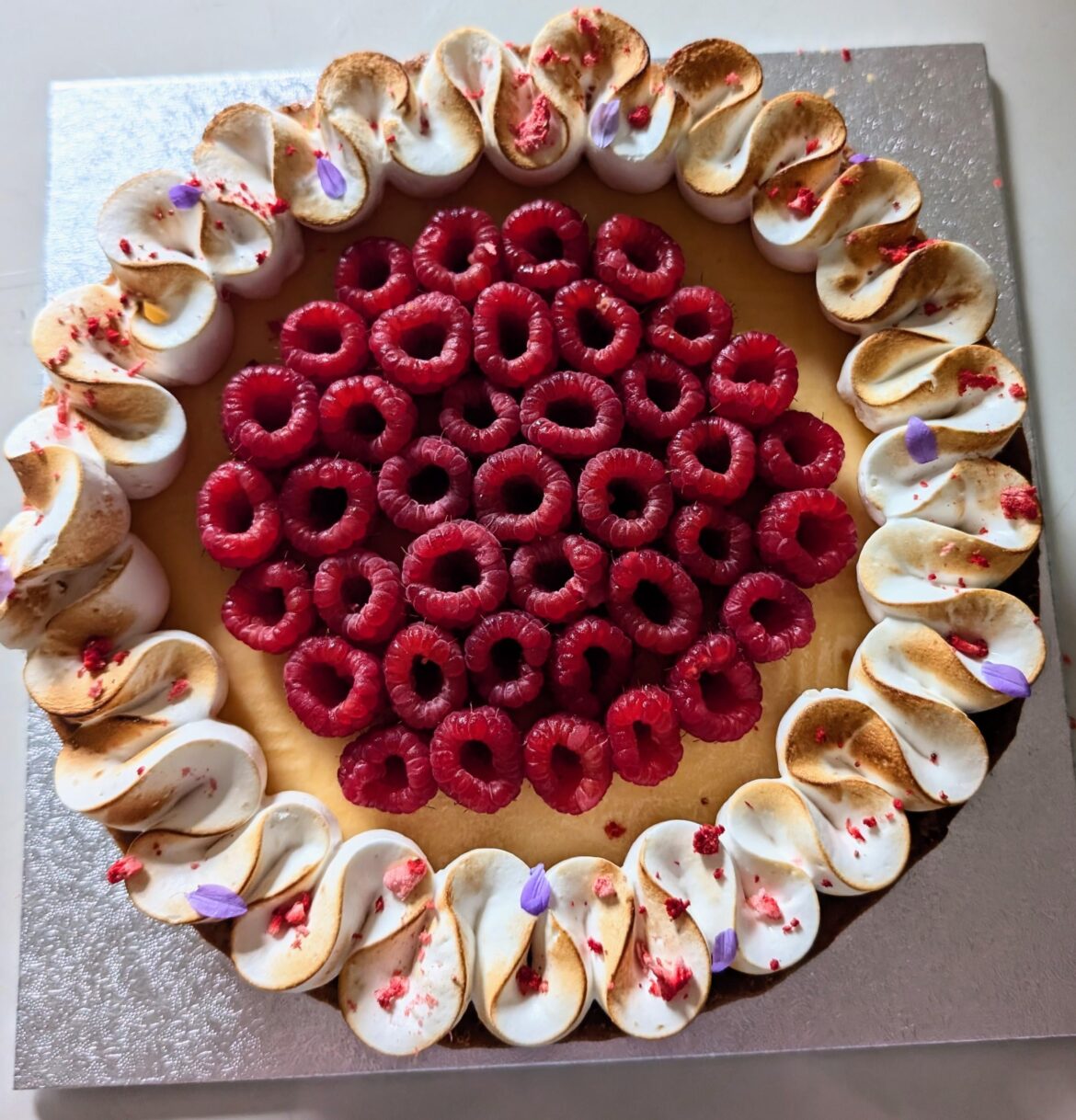 I made a Raspberry and Lemon Meringue Tart!