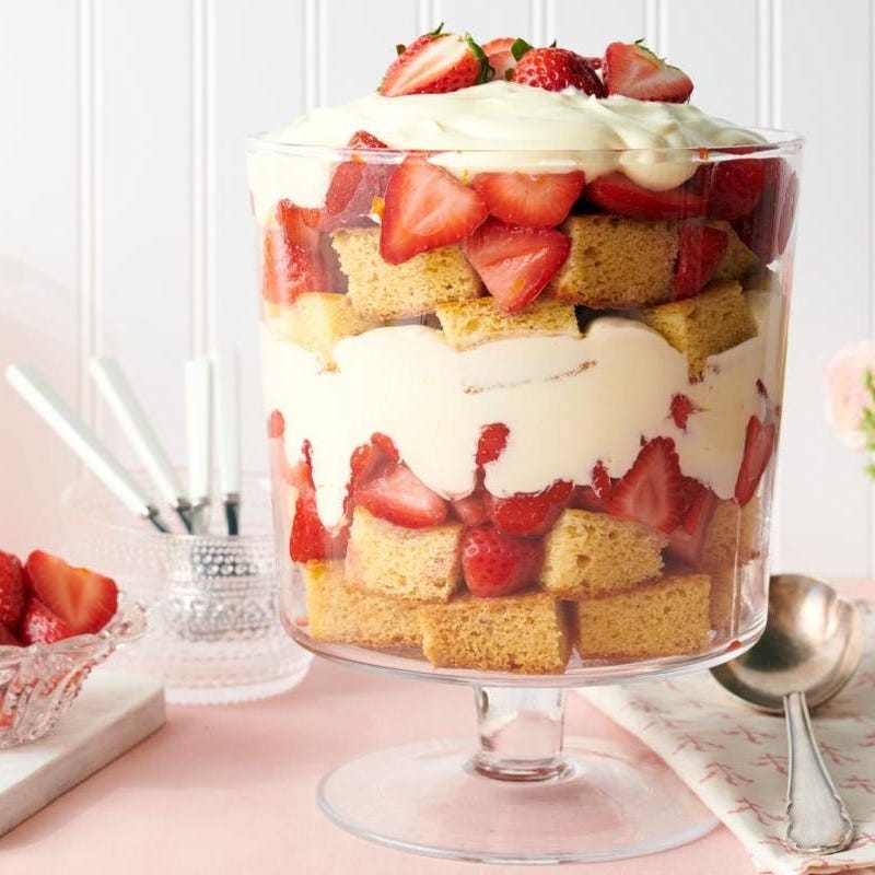 strawberry and cream trifle mothers day dessert