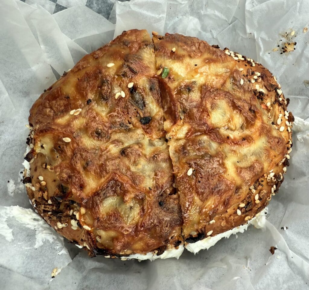 The Hellfire bagel at Inglorious Bagels in La Costa is incredible