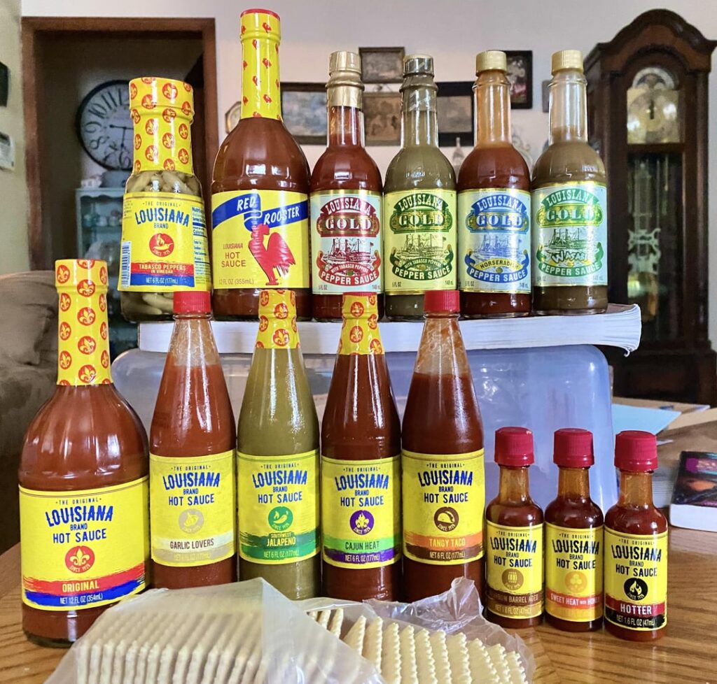 Finally got all of the Louisiana Brand assortment! Taste testing underway! RIP Louisiana Gold and Louisiana Bourbon Barrel Aged hot sauce (next pic)