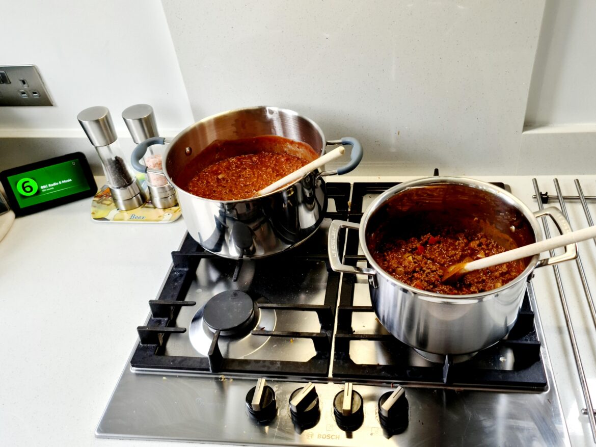 Bolognese and Chilli, gently bubbling away