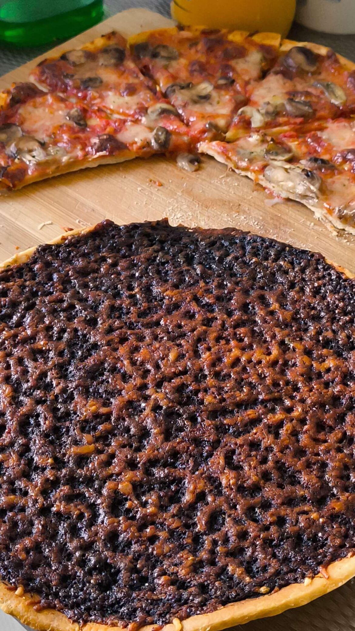 Little sister microwaved the pizza for 15 min instead of using the oven