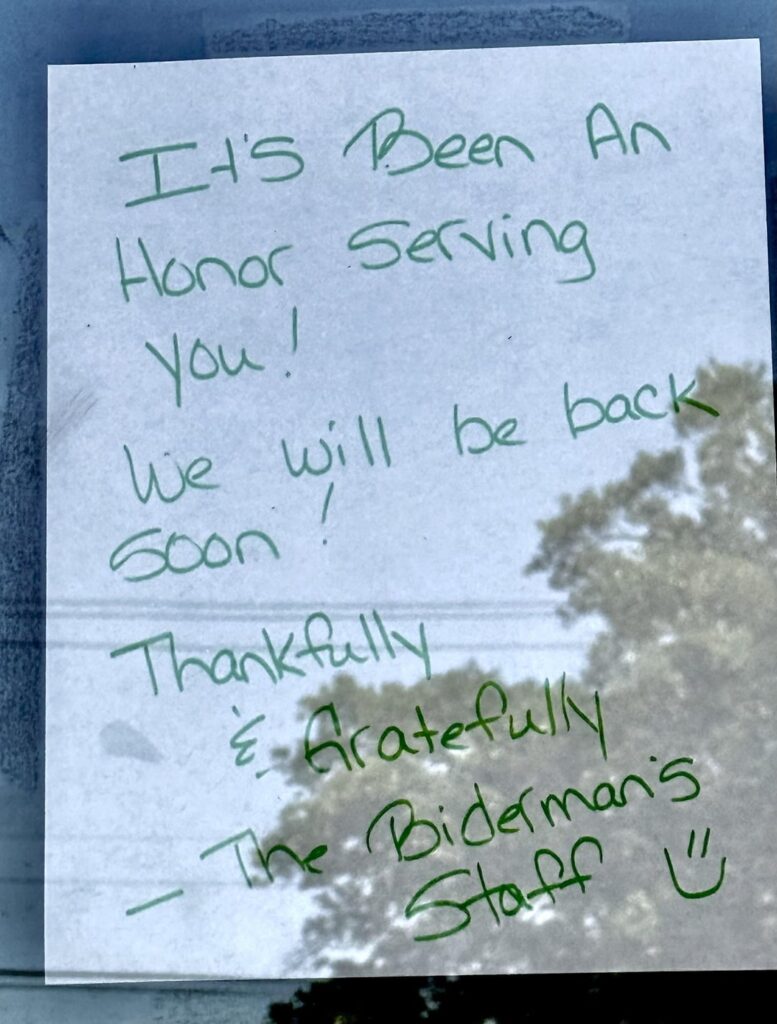 Biderman’s Deli closed!