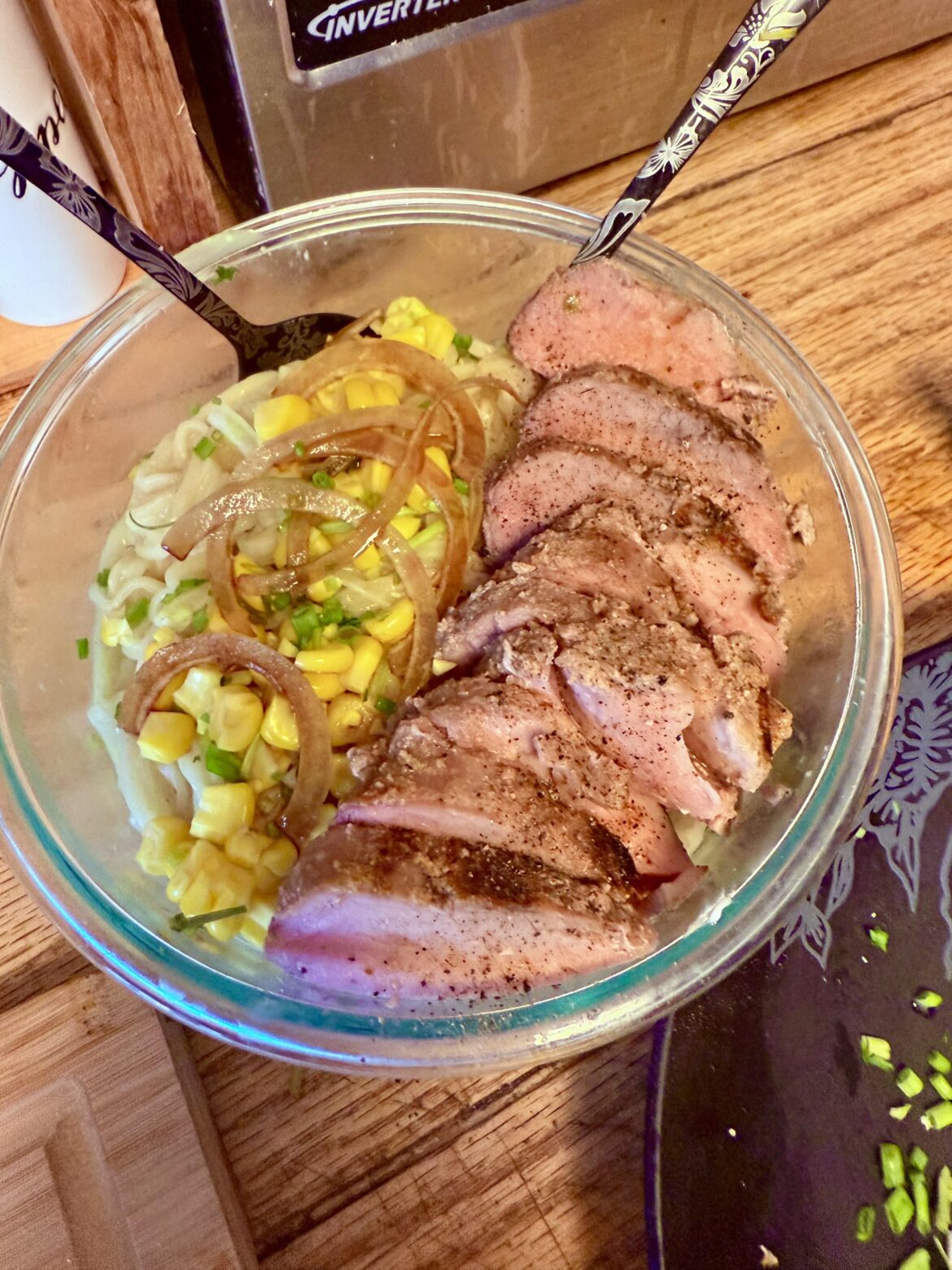 Made a clean out the fridge meal with some frozen pork loin that I hope y’all will deem worthy