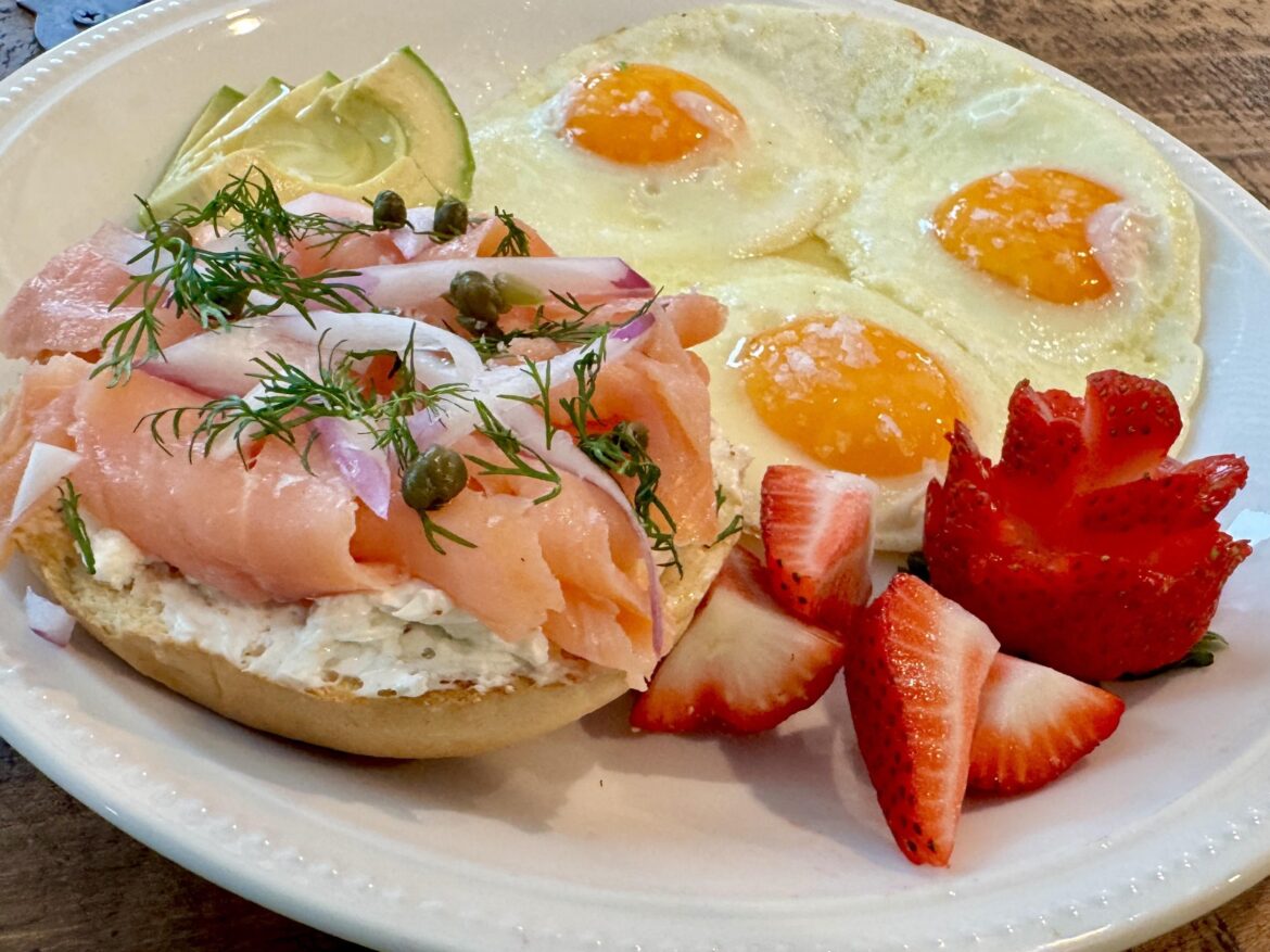 Lox Bagel and Sunny Side Up Eggs