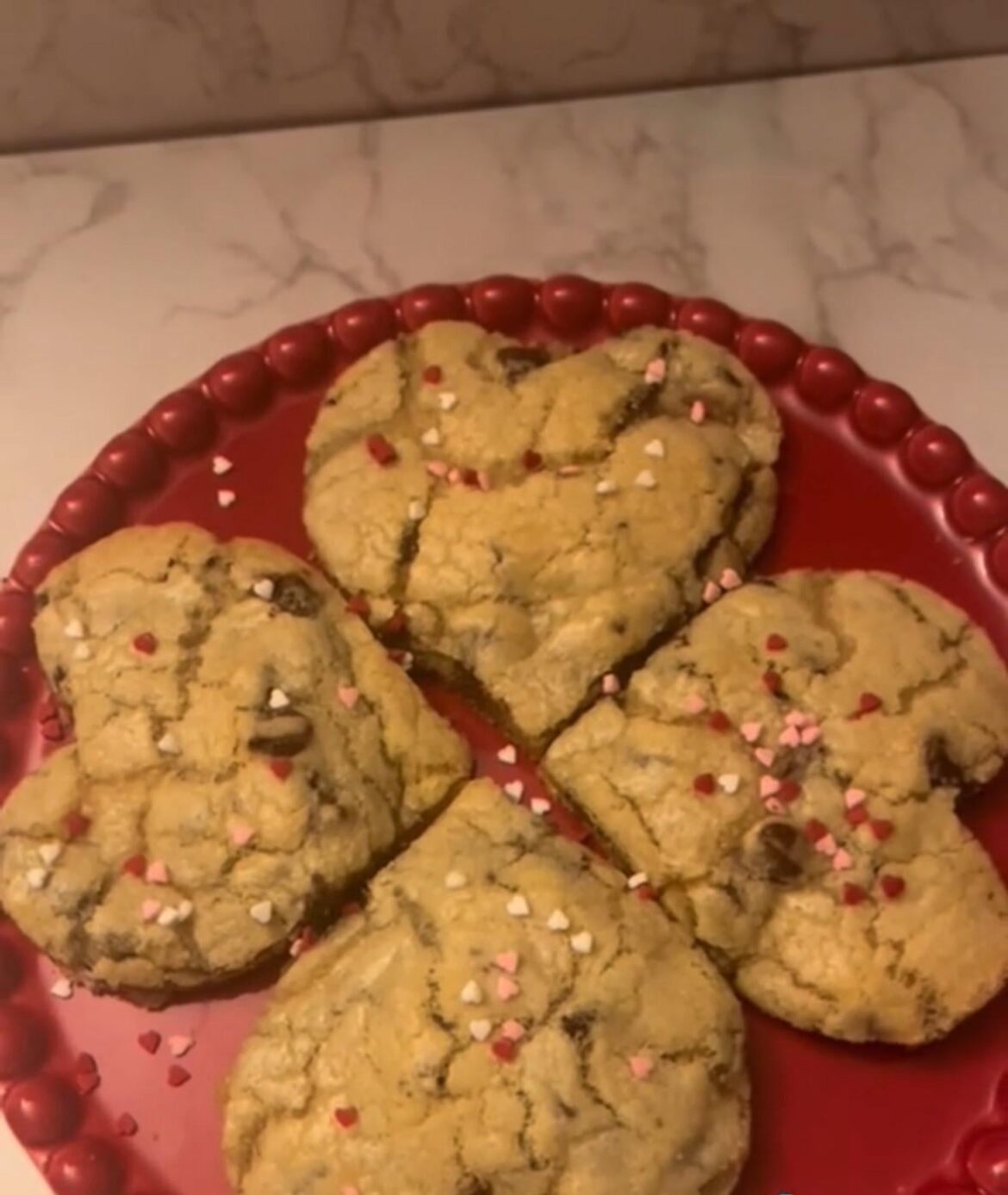 My boyfriend had a bad day so I made him heart cookies. (Tried to at least)