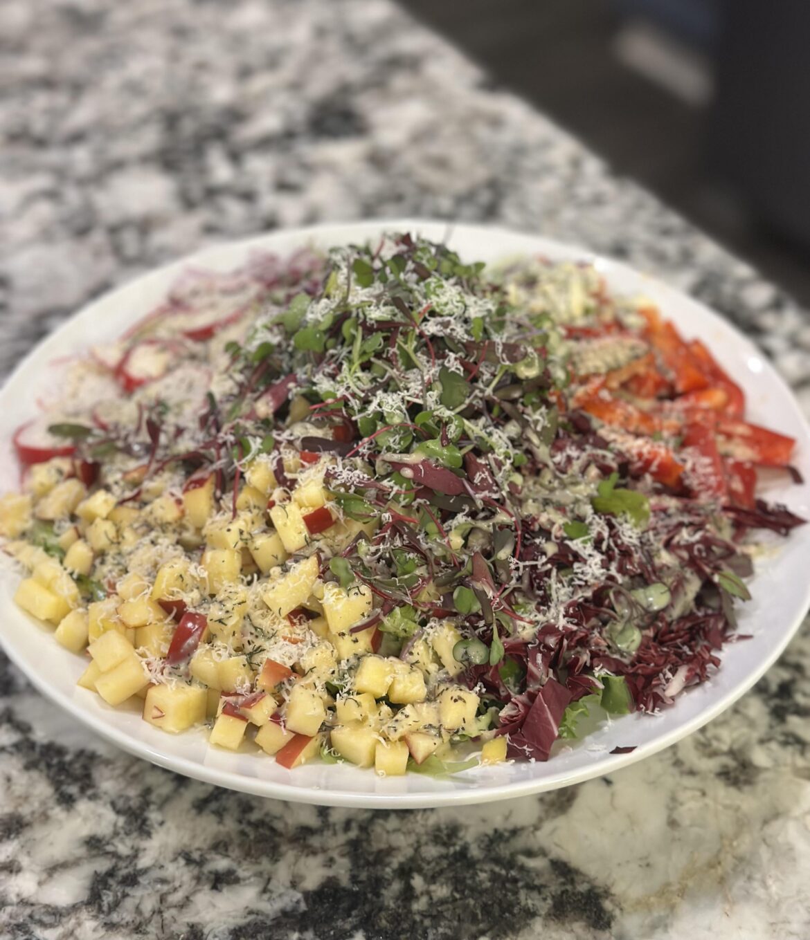 Micro greens salad with a bunch of stuff