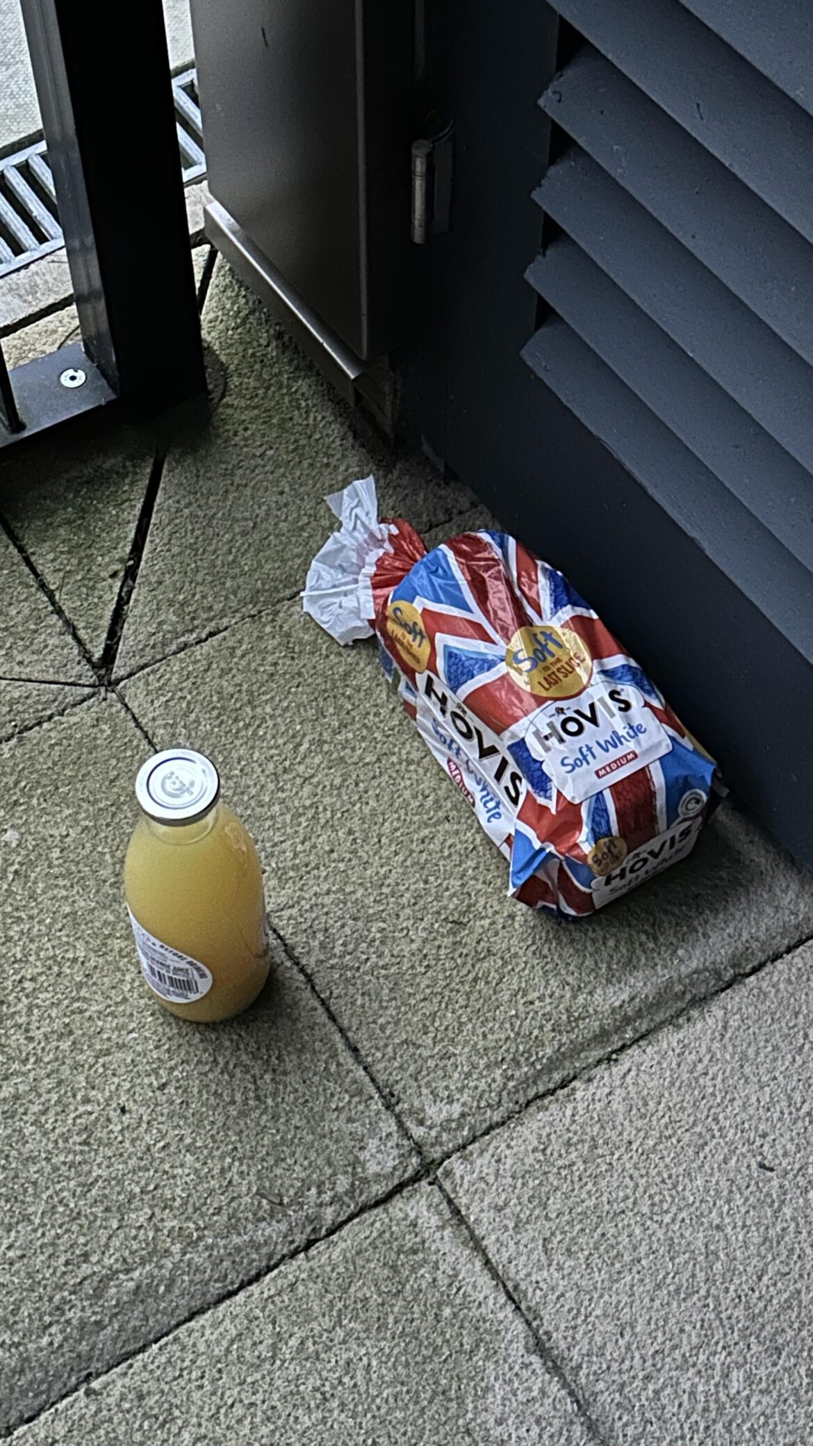 Someone left bread and juice outside my doorstep?
