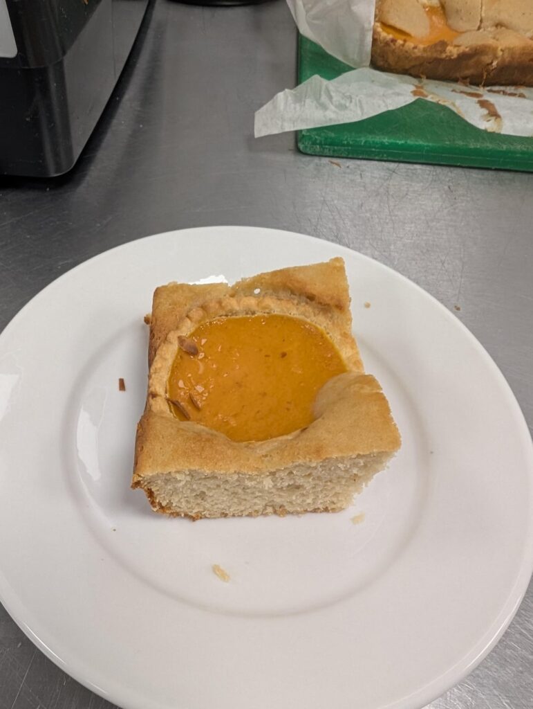 Pumpkin tarts baked into a butter pecan cake