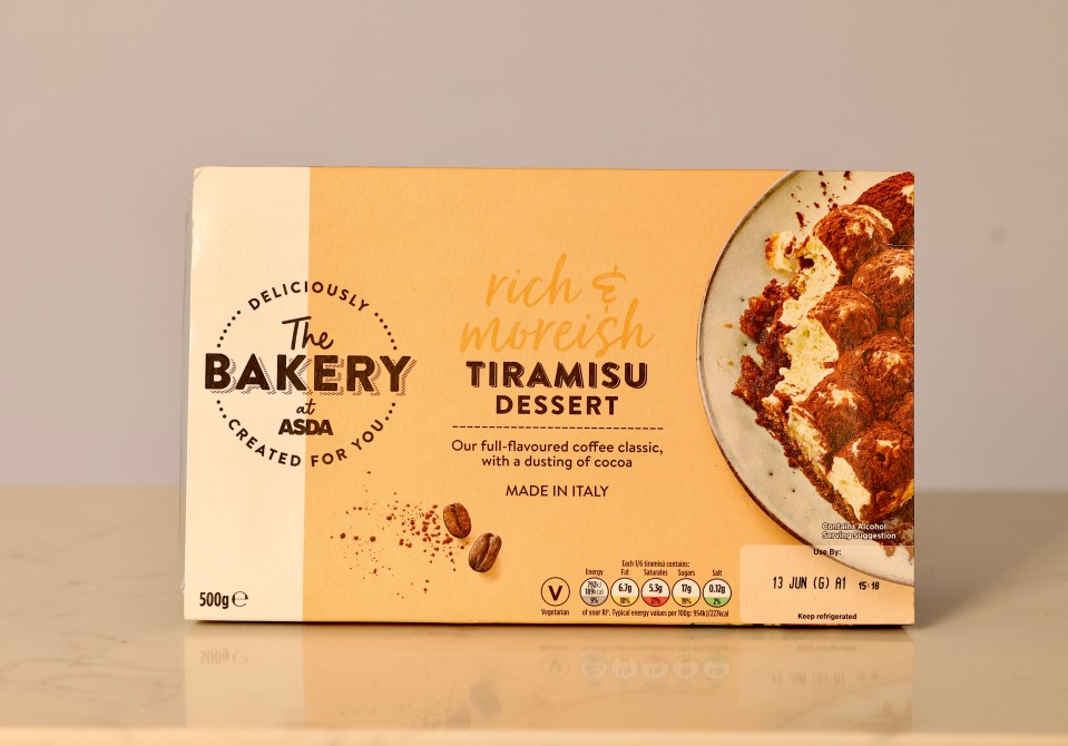 Asda The Bakery Tiramisu dessert box.