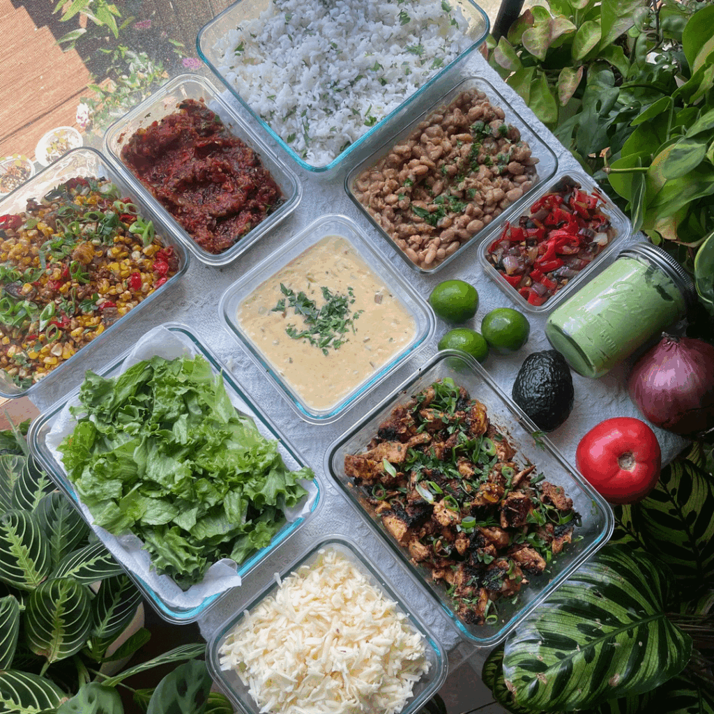 Going out of town with my boyfriend, so I meal prepped all our food. Chicken burrito bowls, breakfast sandwiches, lunch + snacks, and dessert.