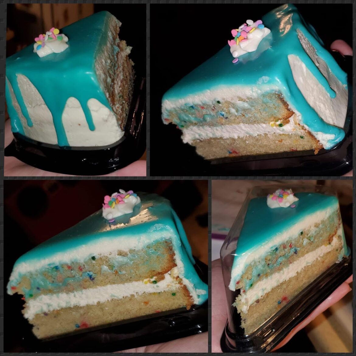 First colored white chocolate chocolate ganache on my funfetti cakes!!!