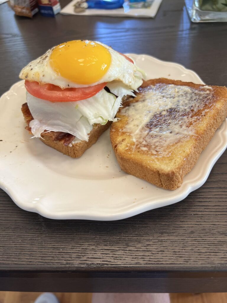 BLT, fried egg, brioche toast.  Photo doesn’t do it justice.