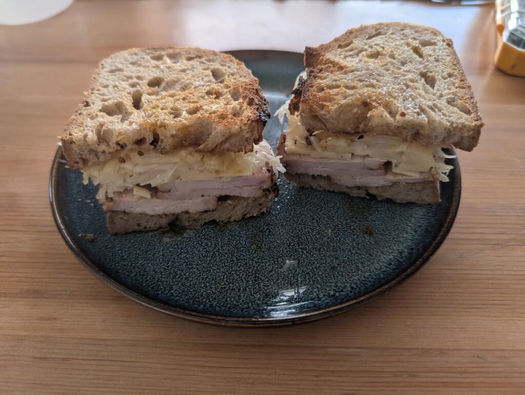 Smoked pork loin, cheddar, sauerkraut, honey mustard dressing