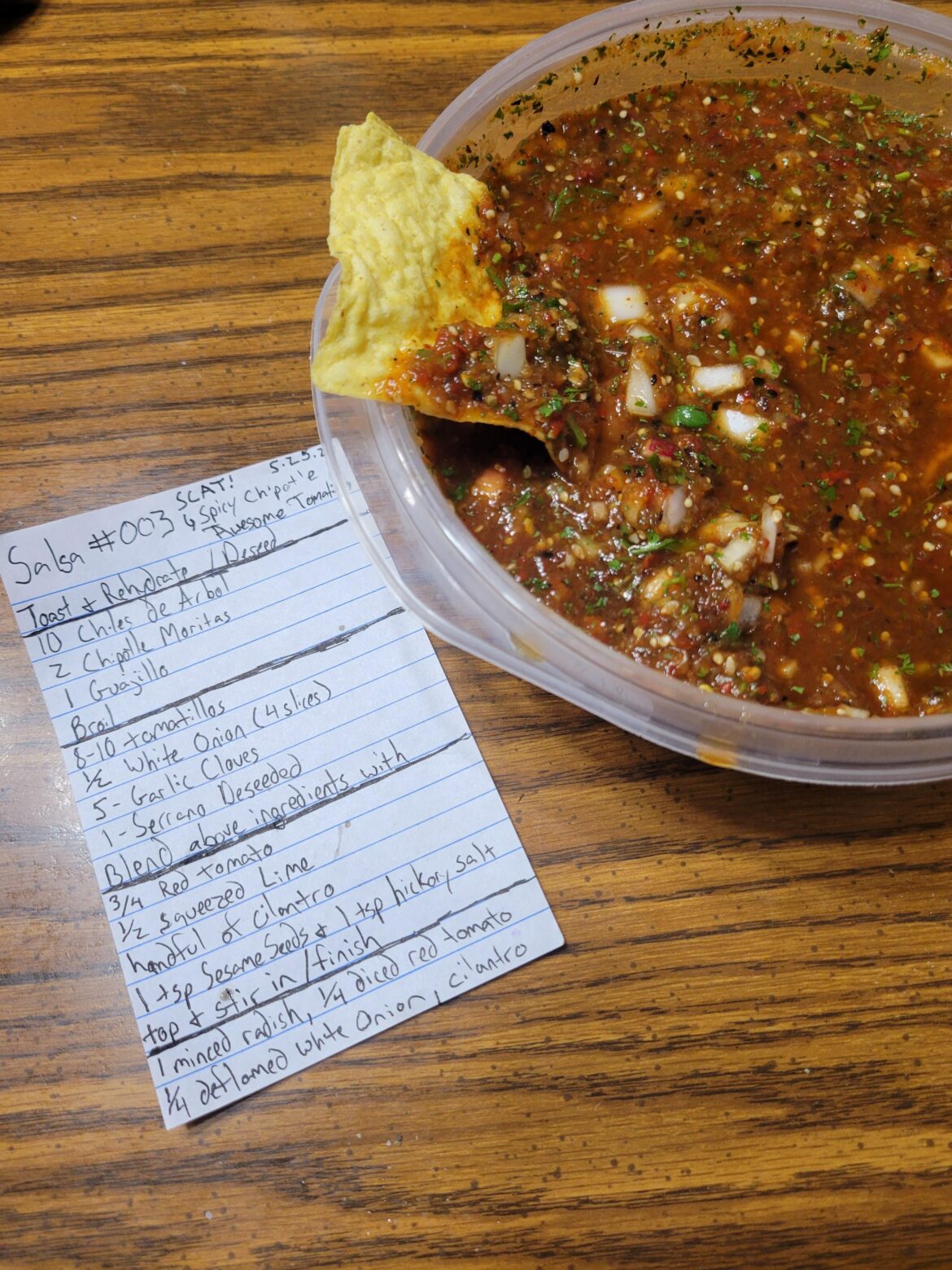 Salsa #003 Spicy Chipotle Awesome Tomatillo salsa. (SCAT salsa 🤣)