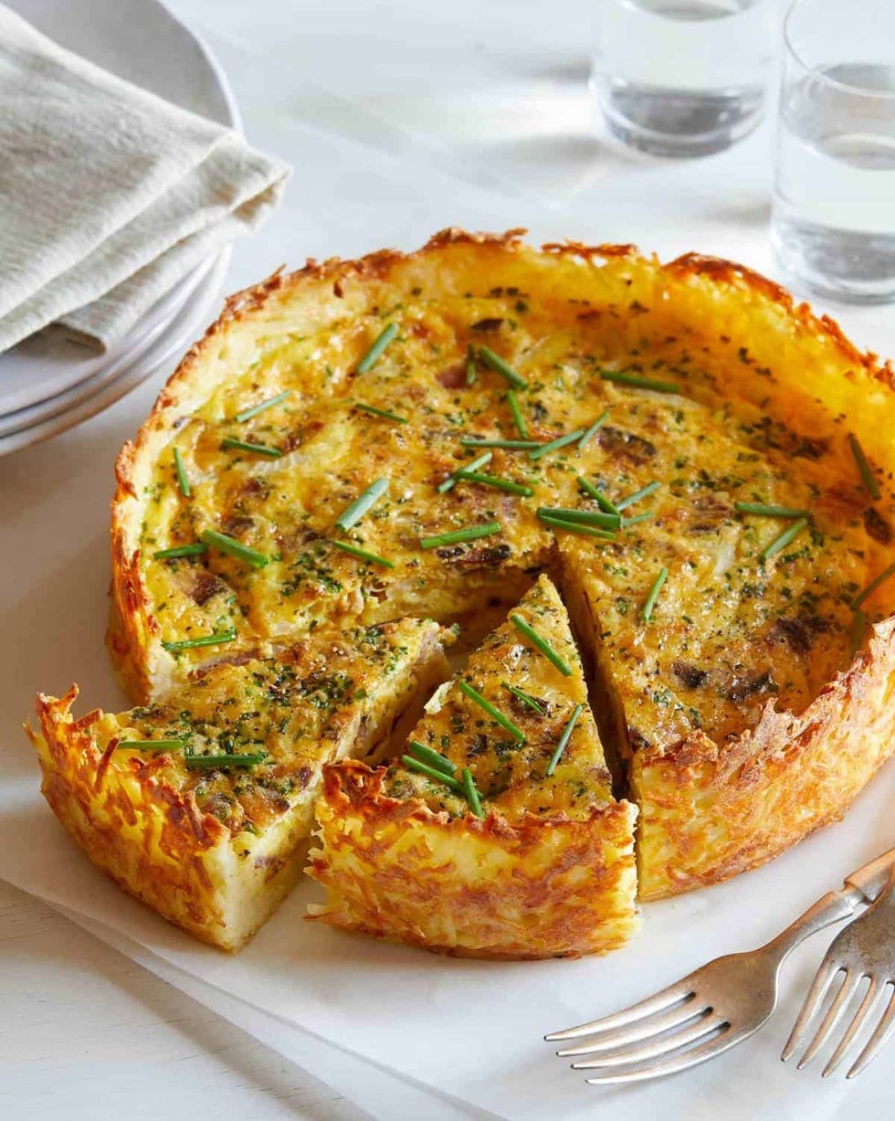 quiche recipes hash brown crust bacon and cheddar quiche