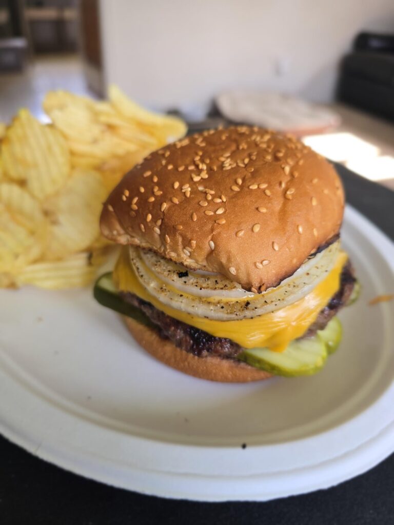 Burger cooked on the grill
