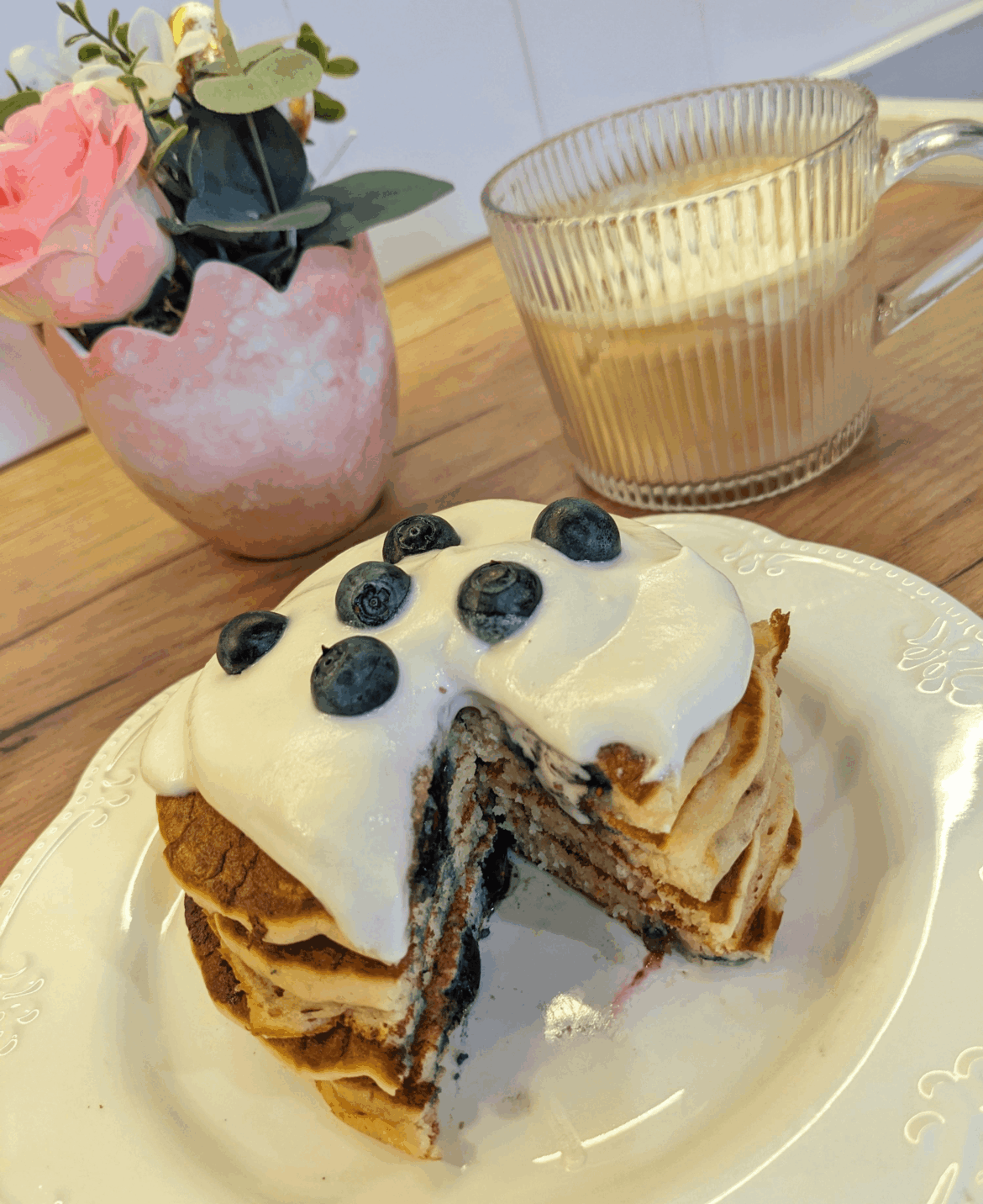 Lemon blueberry pancakes 🍋 🫐 🥞