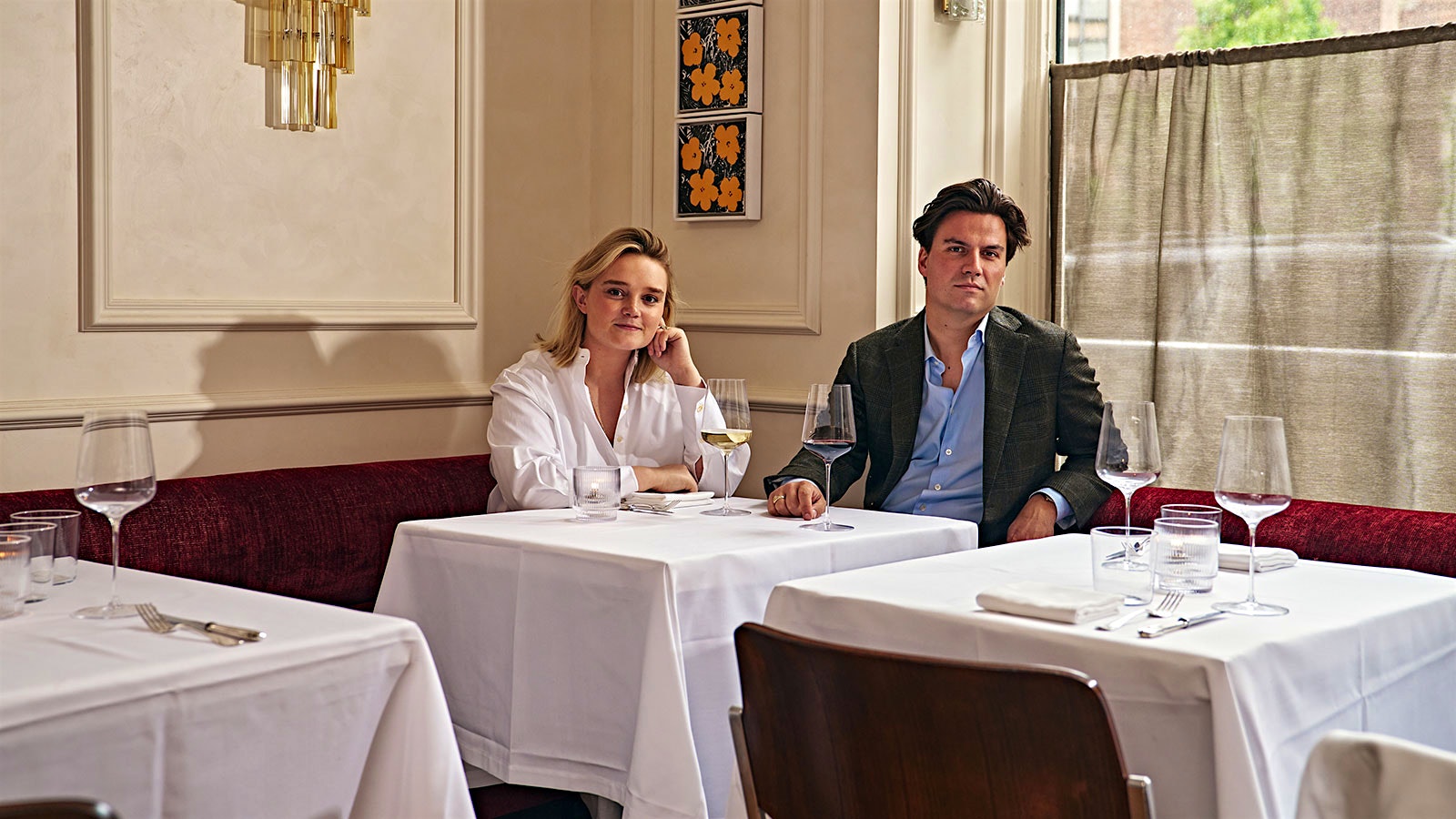  Alexia Duchêne and her husband, Roman Duchêne Le May drinking glasses of wine at Le Chêne