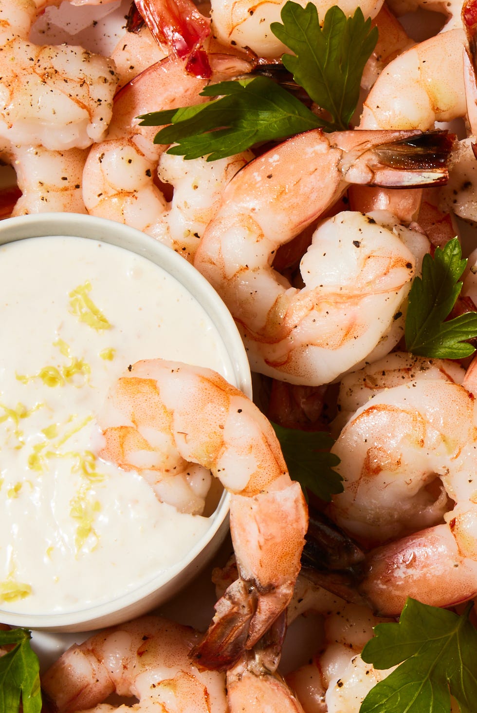 roasted shrimp cocktail with lemon horseradish aioli