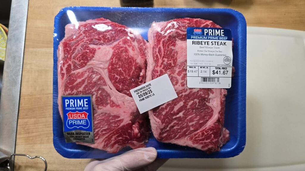 Walmart steak on a propane grill