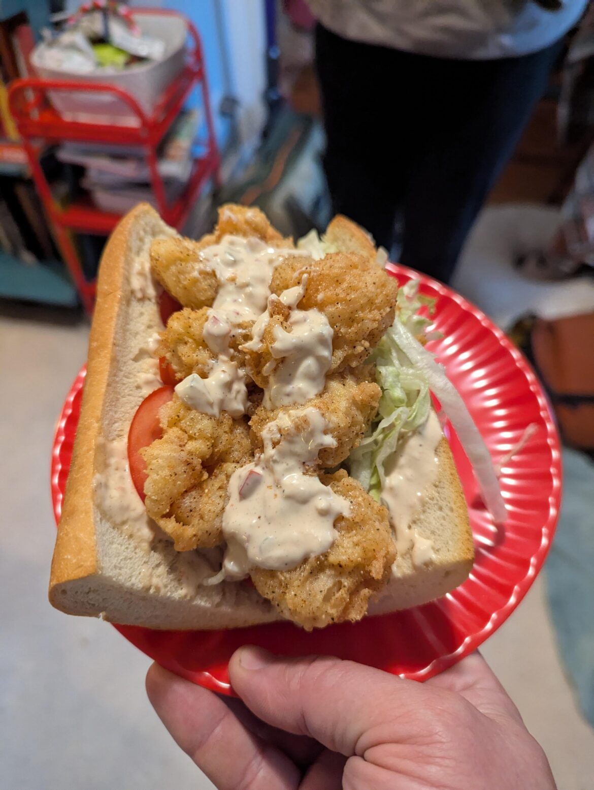 Fried shrimp po' boy