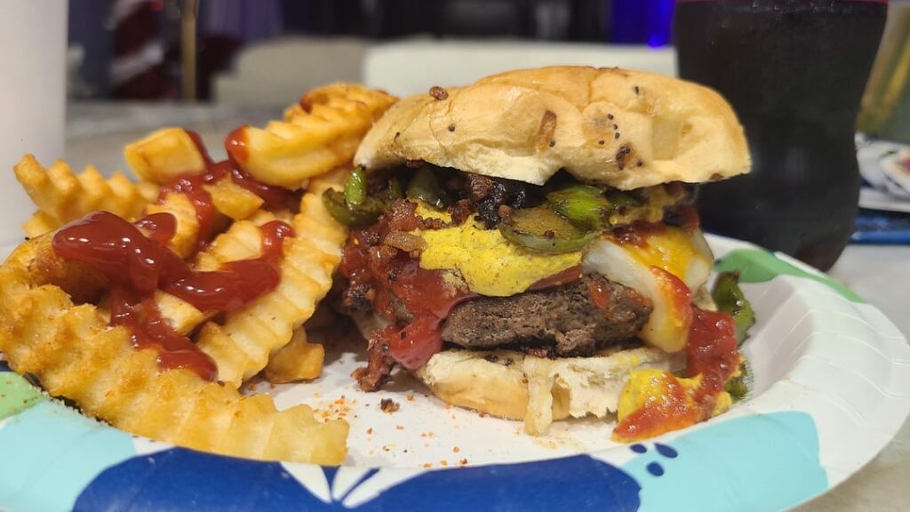 Bacon Cheddar Jalapeno and Mushroom Stoned Royale Burger 🍔