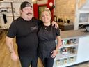 Stew Taylor and fiancee Amber Karaz Tipping recently opened Taylor's Delicatessen on Downie Street in Stratford. (Cory Smith/Beacon Herald)