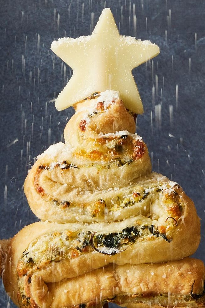 spinach artichoke christmas tree skewers