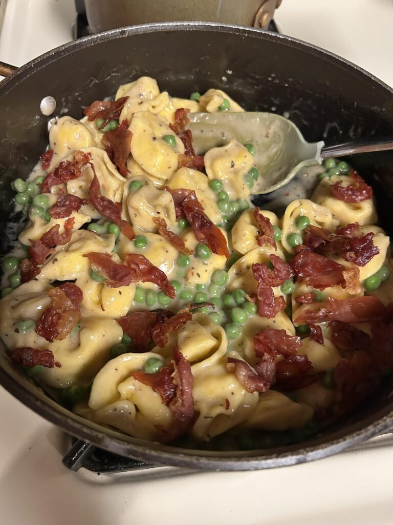 Carbonara-style Tortelloni with Prosciutto