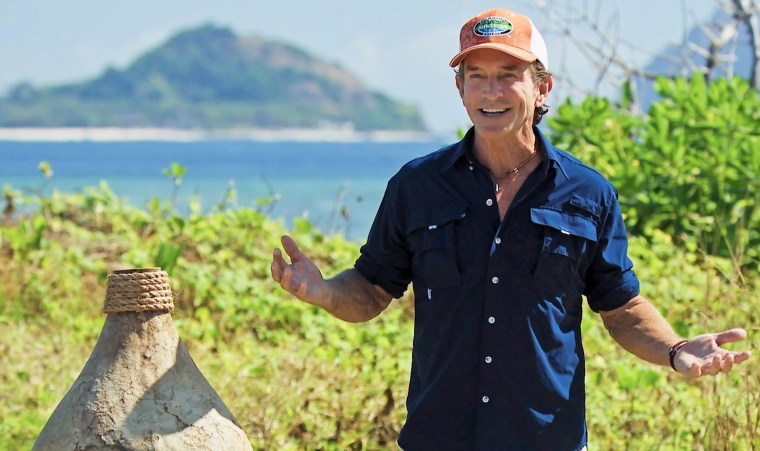 Jeff Probst hosting the season 48 finale of "Survivor."