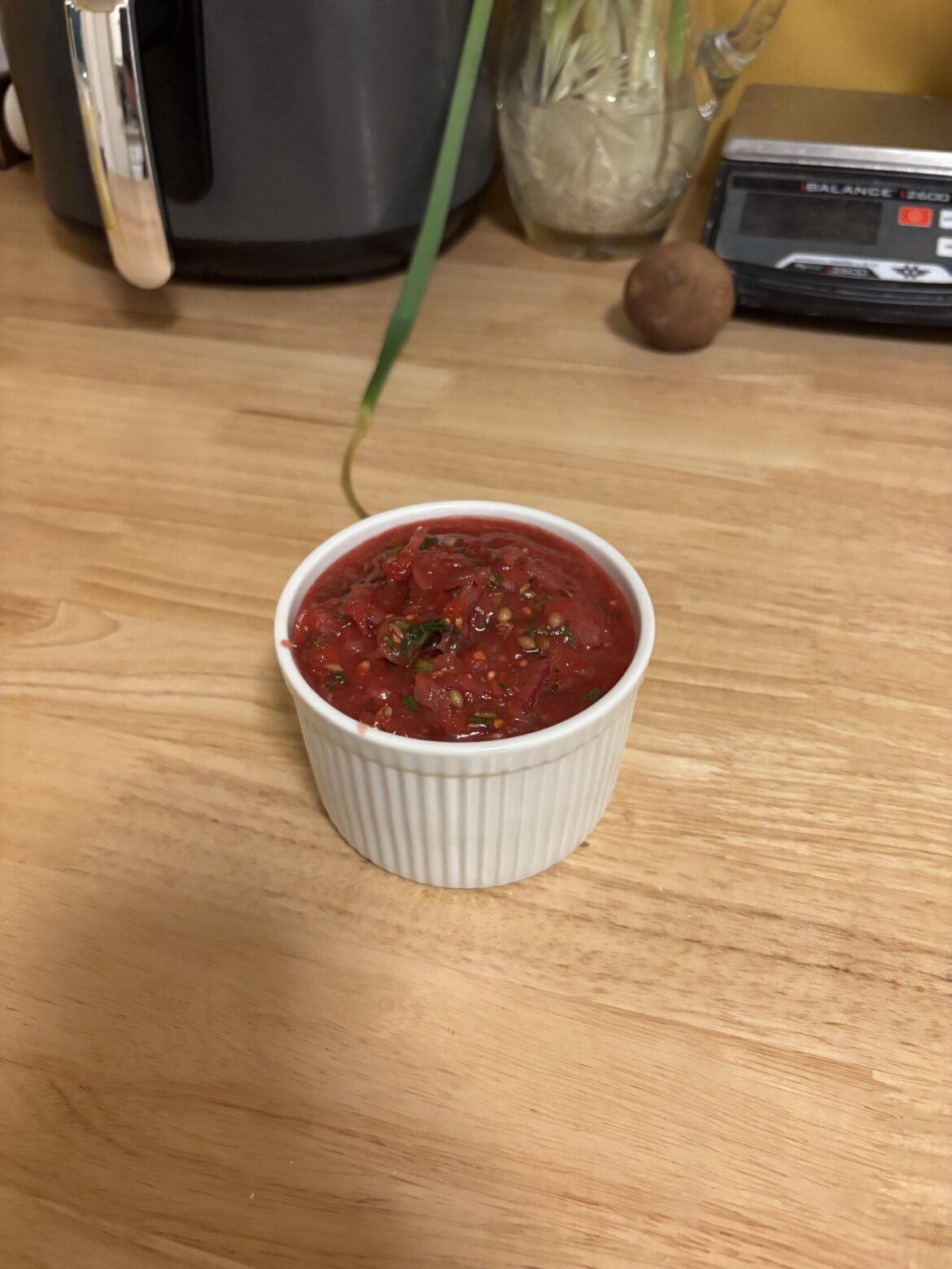 Fermented cherry tomatoes mixed with a Peruvian salsa criolla!