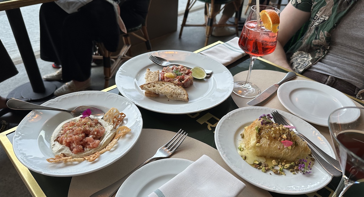 Baked brie, tuna tartare, and steak tartare at T. Brasserie