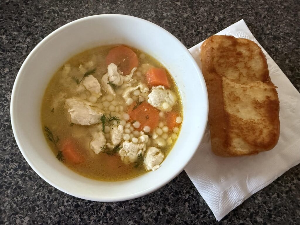 Dilly Chicken & Pearl Pasta Soup…so simple and delicious! Review Below ⬇️