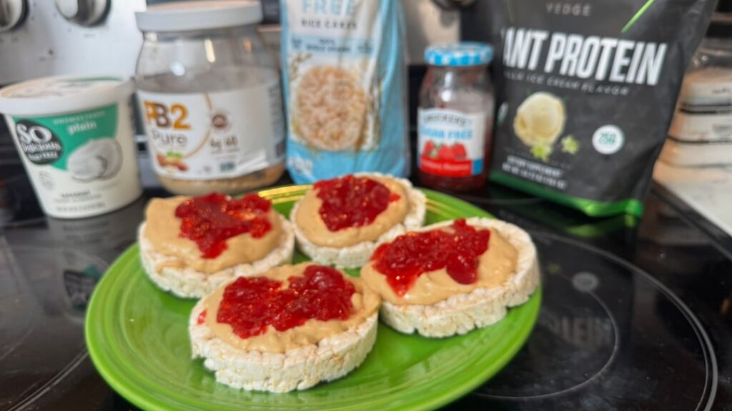 High-Protein Peanut Butter & Jelly Rice Cakes (50g Protein)
