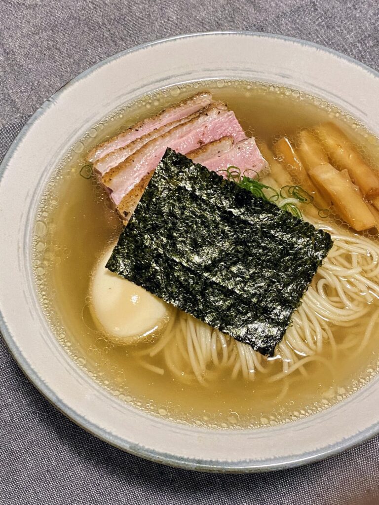 Duck ramen, presentation inspired by Ginza Hachigoi