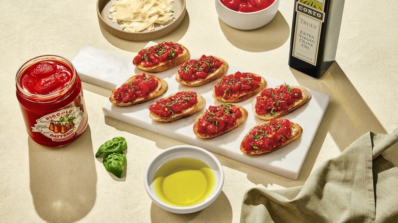 Corto x Stanislaus Chef's Essentials Kit used for bruschetta