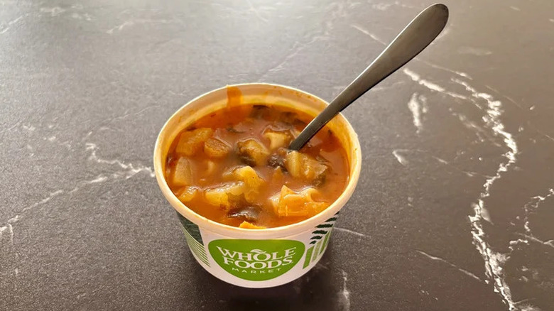 Minestrone Soup from Whole Foods in a cup