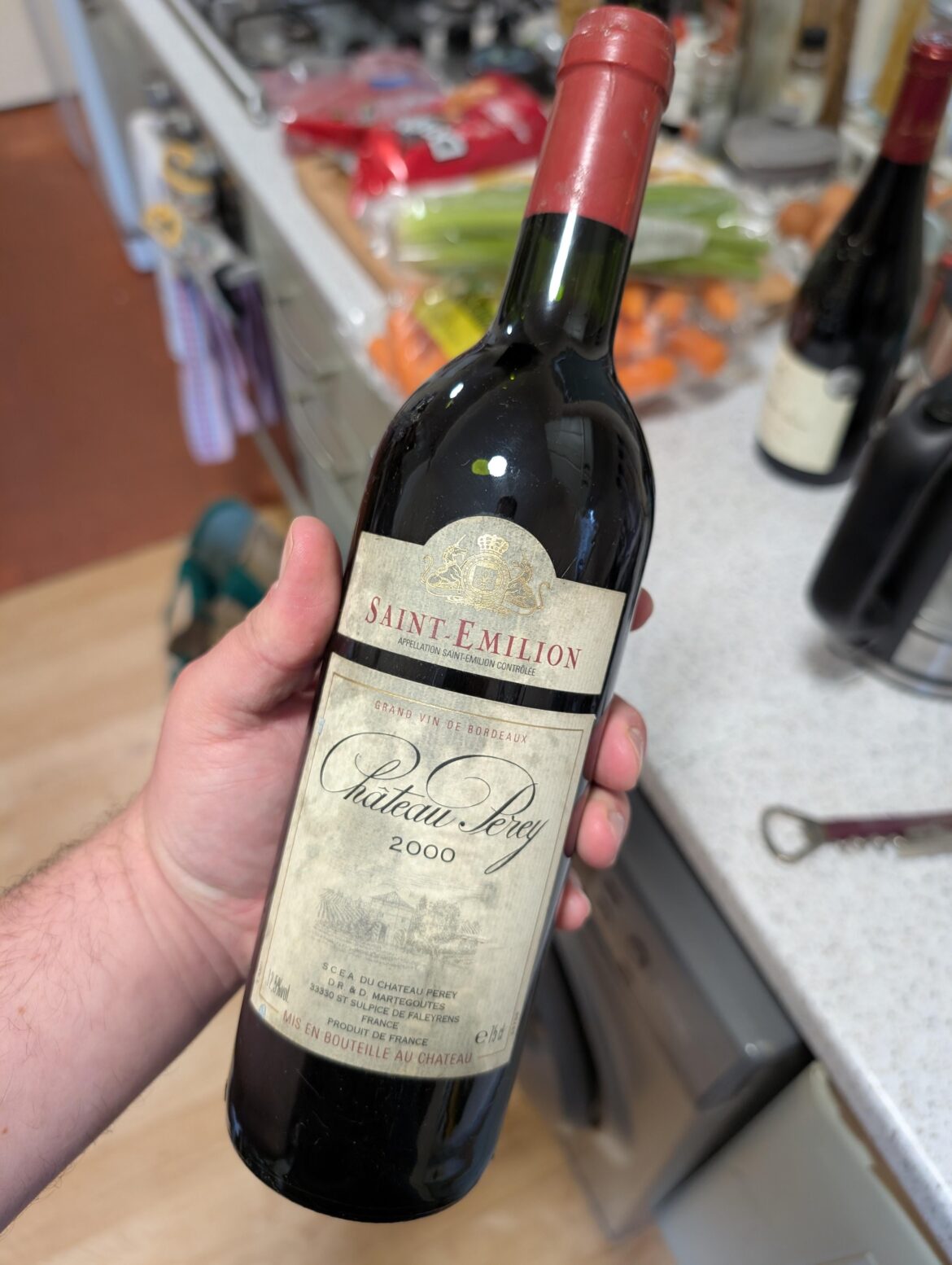 Just one of the bottles of red found in the cellar of my brother's new house, cracking it open tonight for a taste with a spaghetti Bolognese!