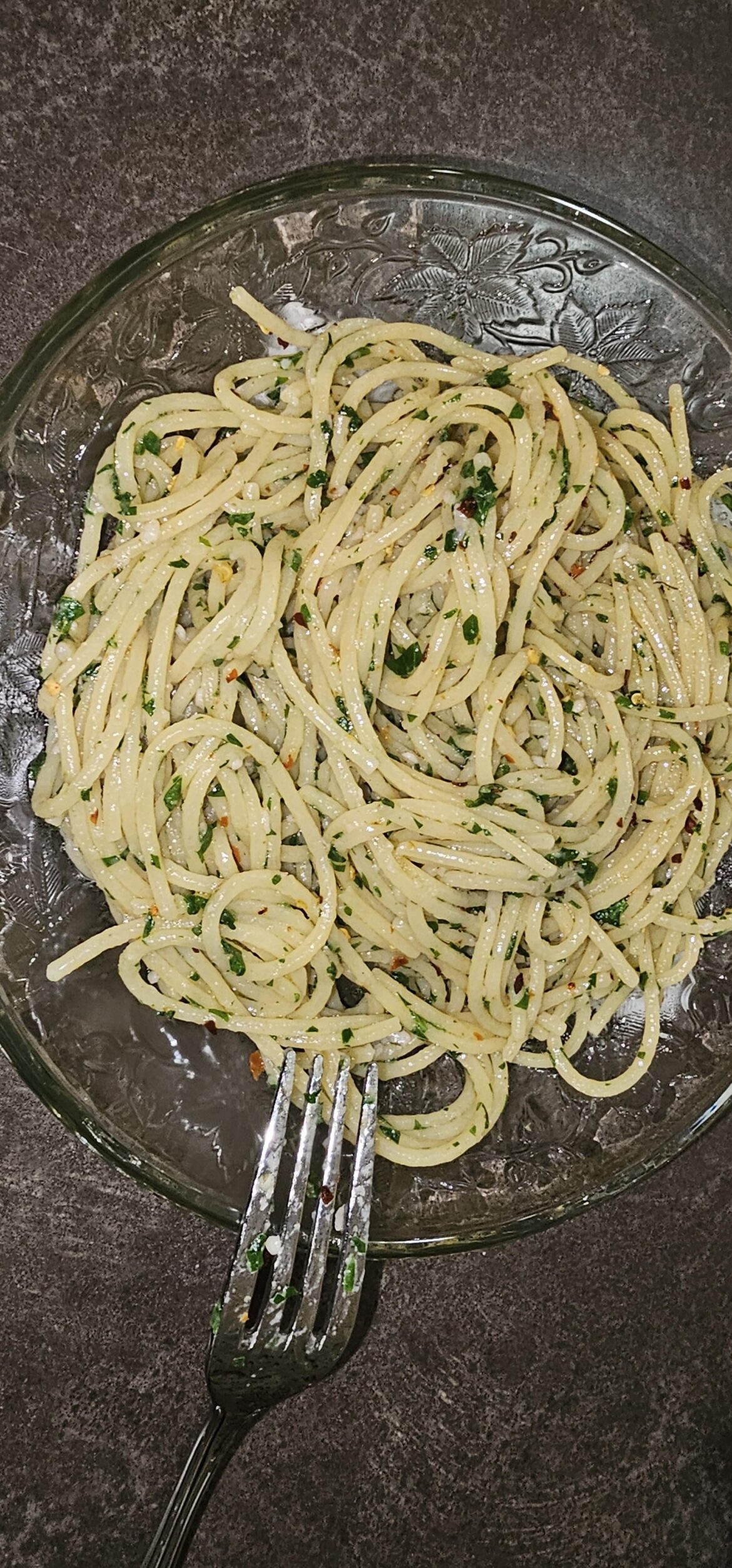 No fancy presentation :( Just classic Aglio e Olio :)