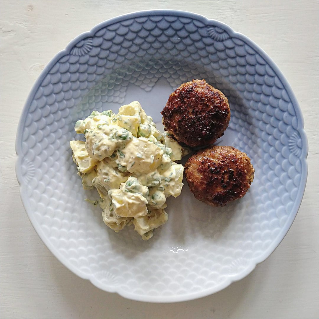 My gf and I made &amp;quot;Frikadeller med kartoffelsalat&amp;quot;, a classic Danish ...