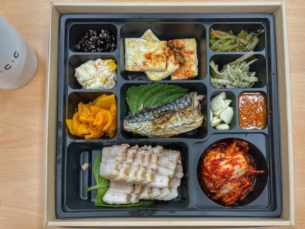 Our office just ordered this dosirak box for lunch today. Not gonna lie... it's probably the best I've had so far in Korea!