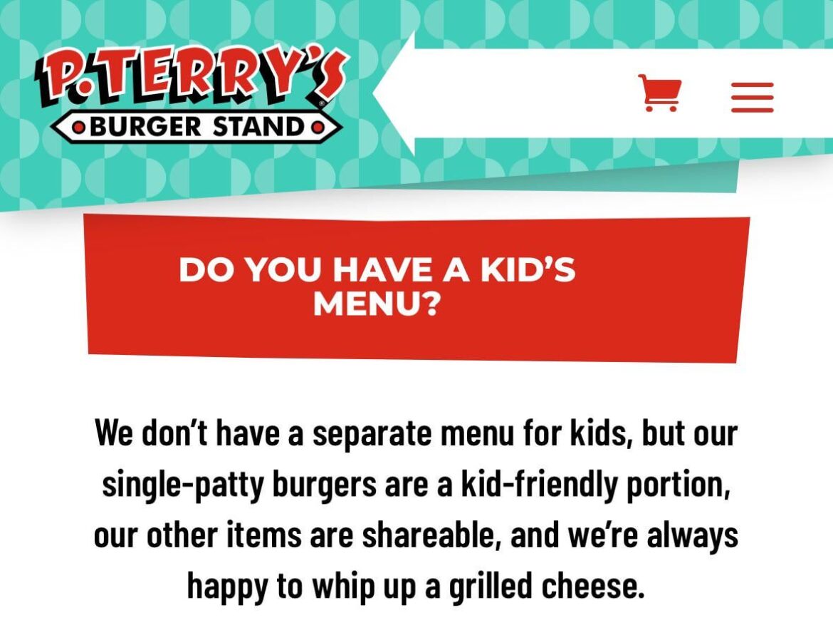 P Terry’s Kids’ Menu