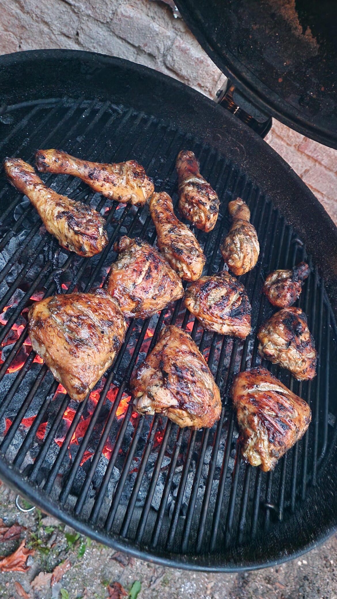 Jamaican Jerk Chicken on kettle Weber