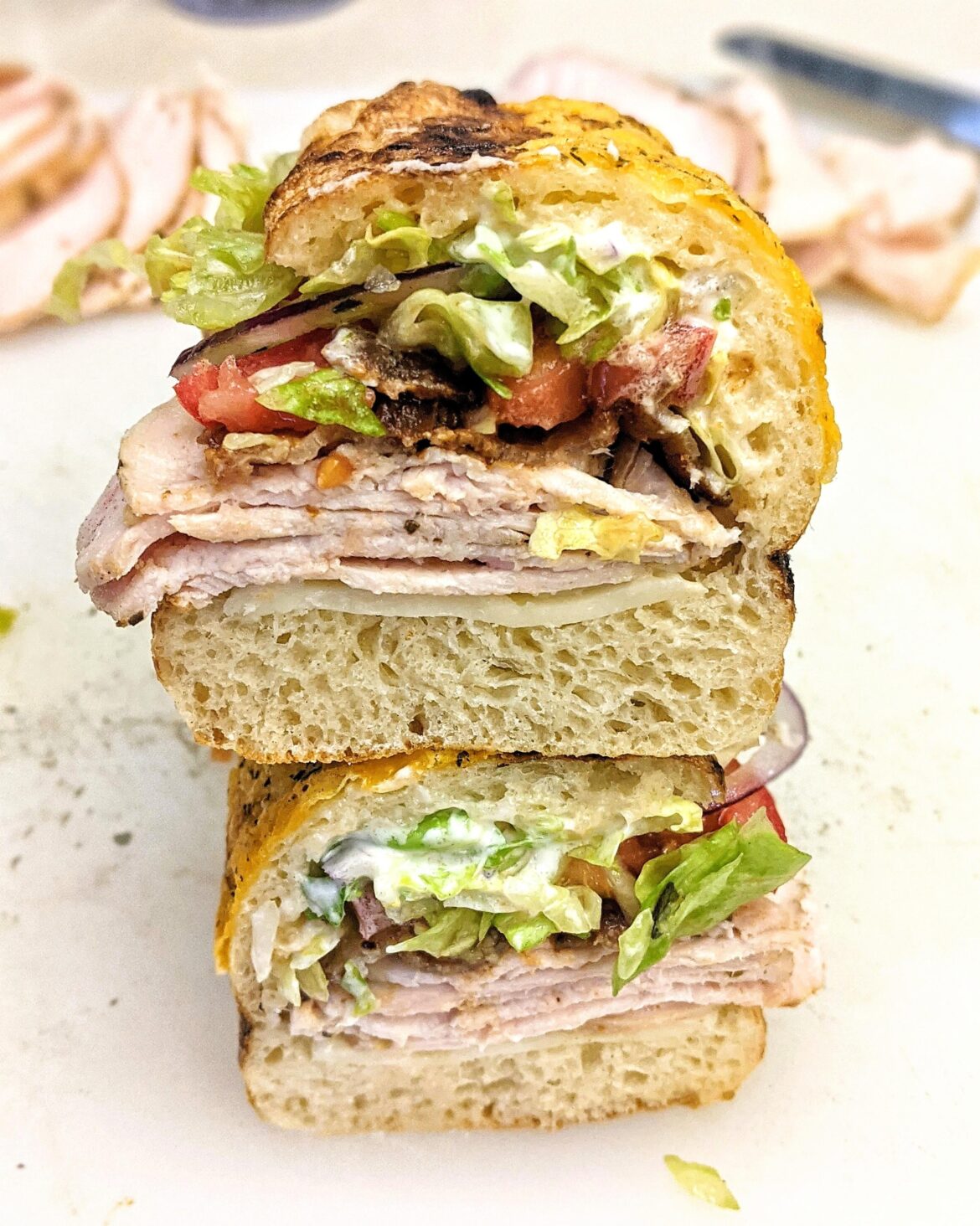 Turkey Bacon on homemade cheese bread